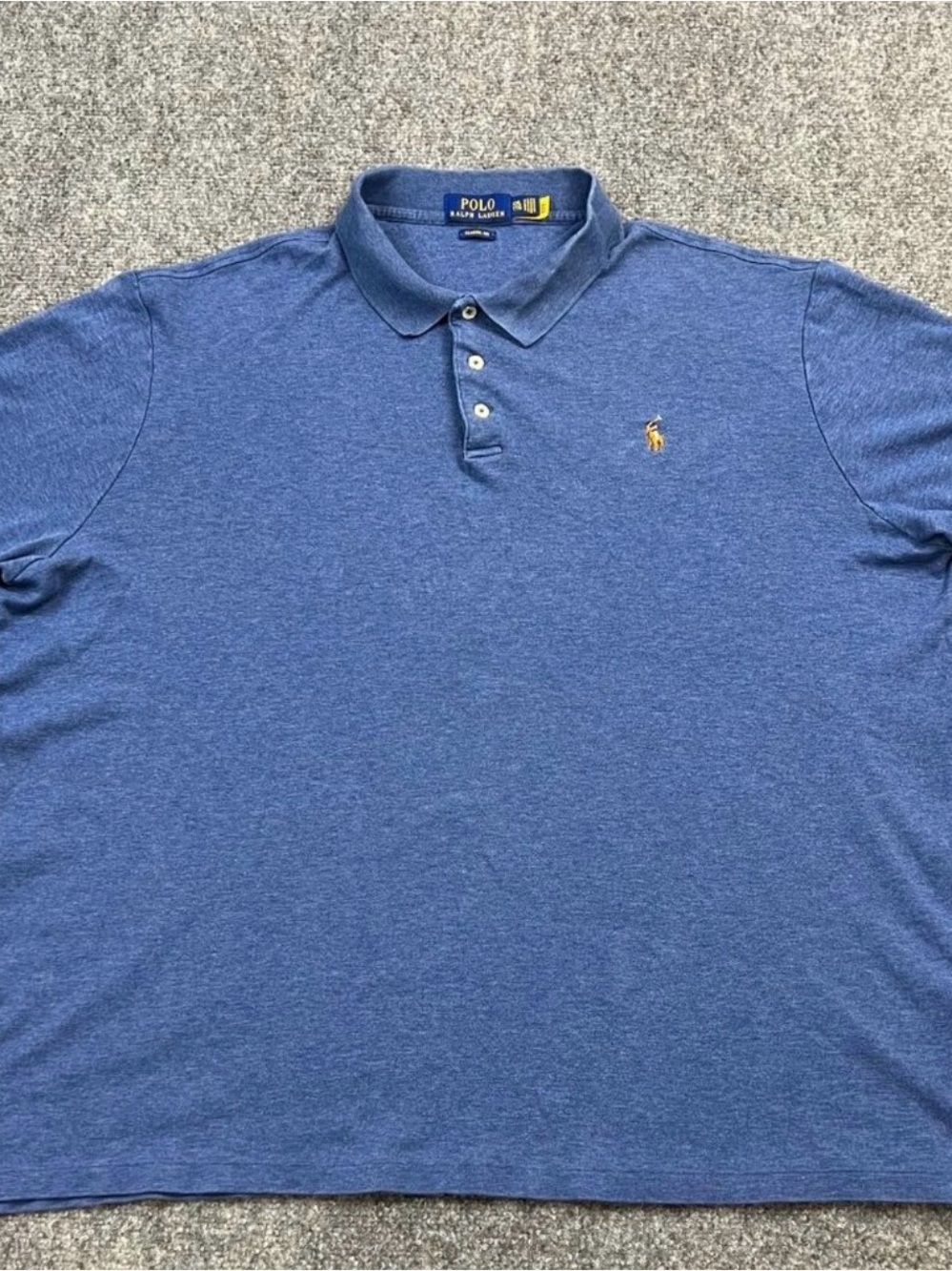 Polo by Ralph Lauren Men's Heather Blue Polo with Embroidered Pony